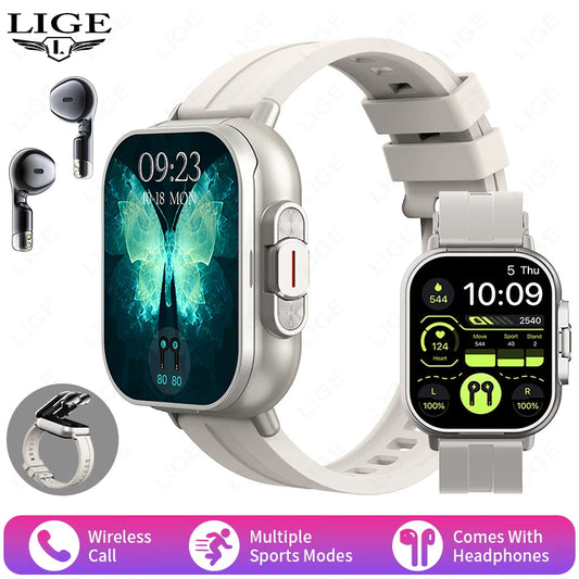 New Smart Watch Men 2 in 1 Earbuds Heart Rate GPS Track TWS Bluetooth Earphone Monitor Play Music Sport Fitness Smartwatch Women