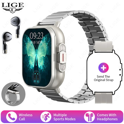 New Smart Watch Men 2 in 1 Earbuds Heart Rate GPS Track TWS Bluetooth Earphone Monitor Play Music Sport Fitness Smartwatch Women