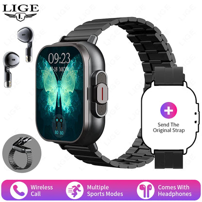 New Smart Watch Men 2 in 1 Earbuds Heart Rate GPS Track TWS Bluetooth Earphone Monitor Play Music Sport Fitness Smartwatch Women